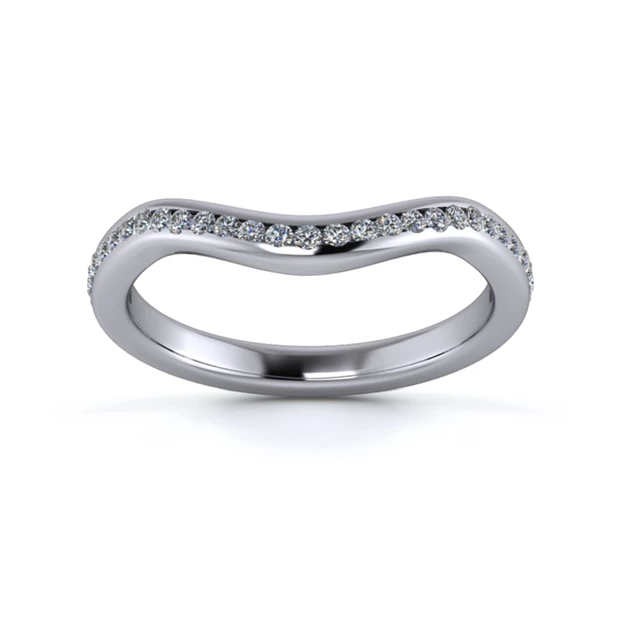 18K White Gold 2.2mm Dramatic Wave Three Quarter Channel Diamond Set Ring