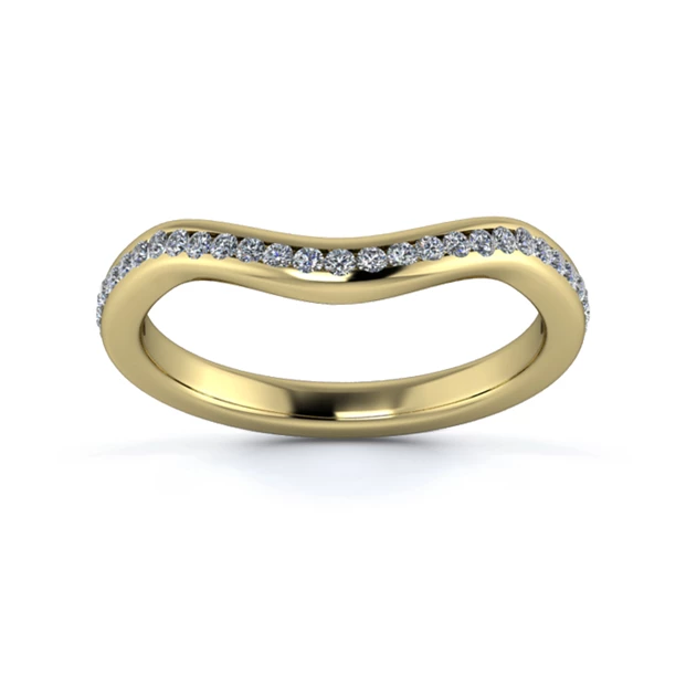 18K Yellow Gold 2.2mm Dramatic Wave Three Quarter Channel Diamond Set Ring