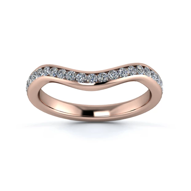 18K Rose Gold 2.5mm Dramatic Wave Full Channel Diamond Set Ring