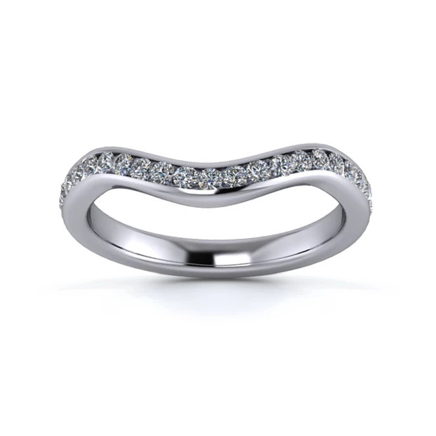 Platinum 2.5mm Dramatic Wave Full Channel Diamond Set Ring