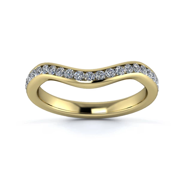 18K Yellow Gold 2.5mm Dramatic Wave Full Channel Diamond Set Ring