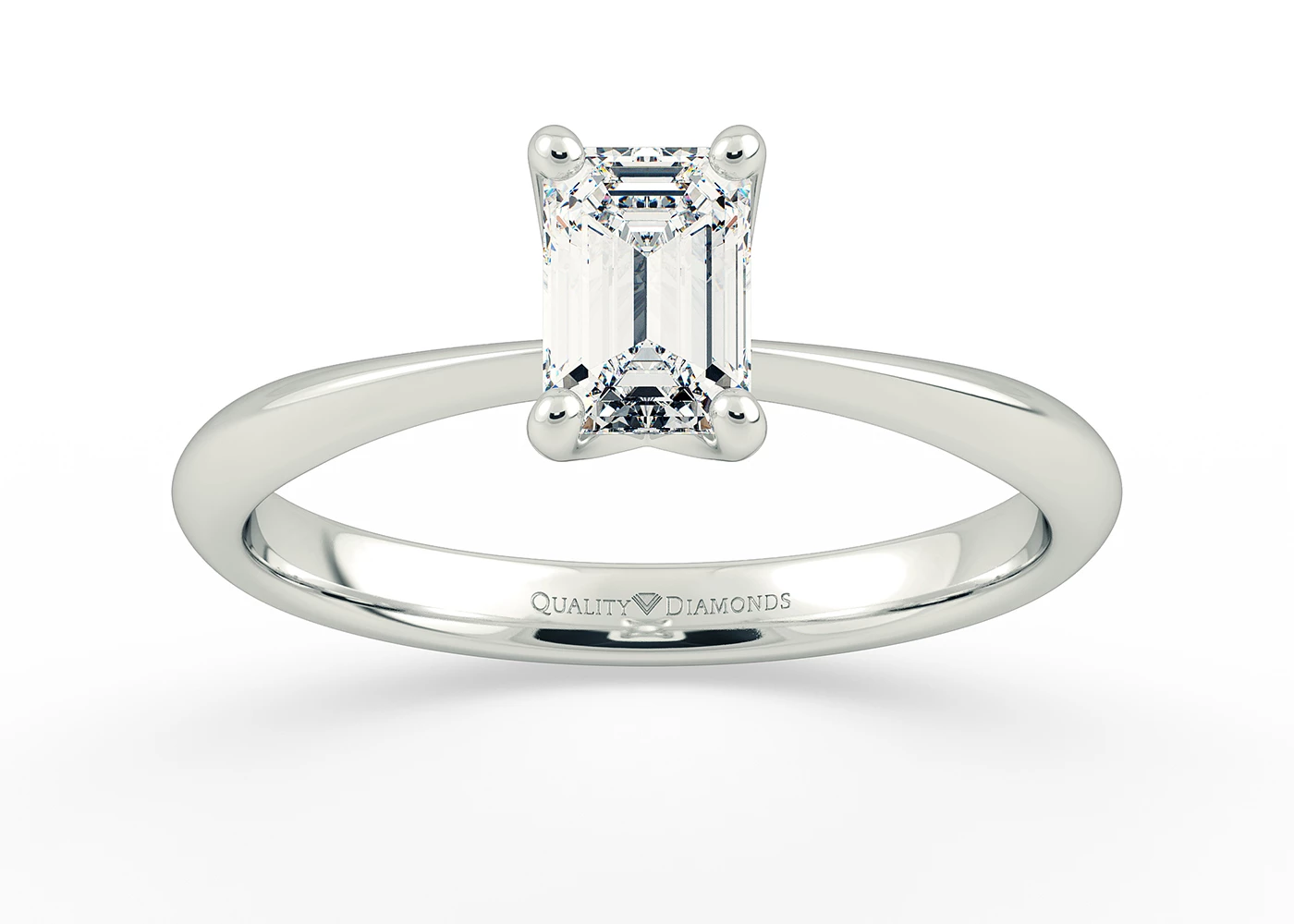 Emerald Amorette Diamond Ring in Platinum
