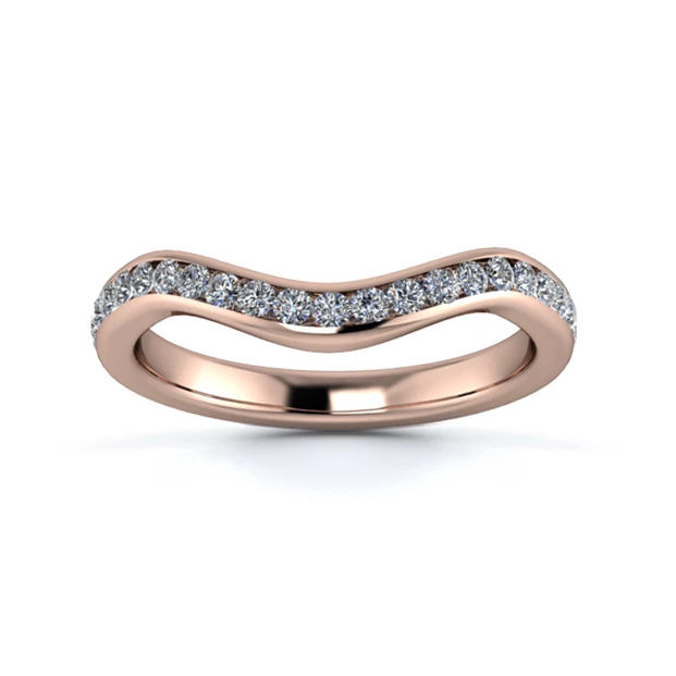 18K Rose Gold 2.5mm Dramatic Wave Three Quarter Channel Diamond Set Ring