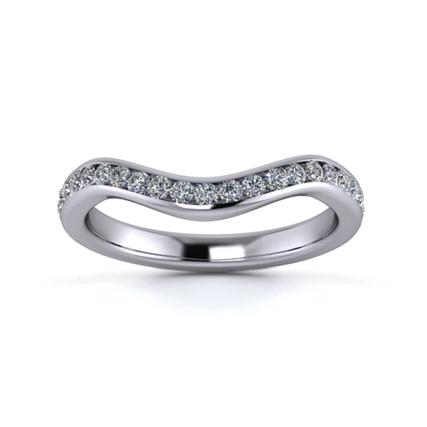 18K White Gold 2.5mm Dramatic Wave Three Quarter Channel Diamond Set Ring