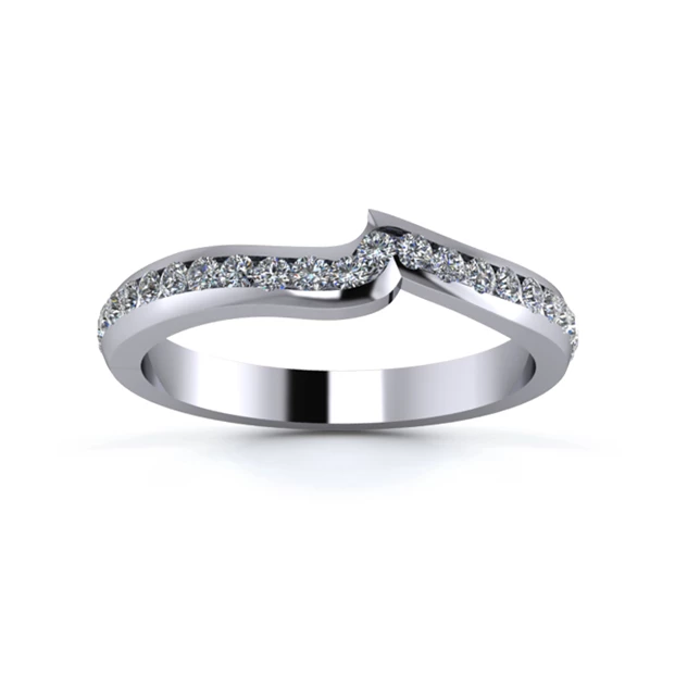 18K White Gold 2.5mm Fitted Three Quarter Channel Diamond Set Ring