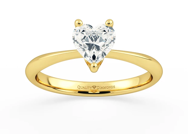 Half Carat Heart Solitaire Diamond Engagement Ring in 18K Yellow Gold