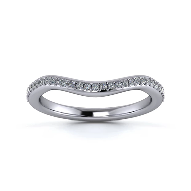 Platinum 2mm Dramatic Wave Three Quarter Grain Diamond Set Ring