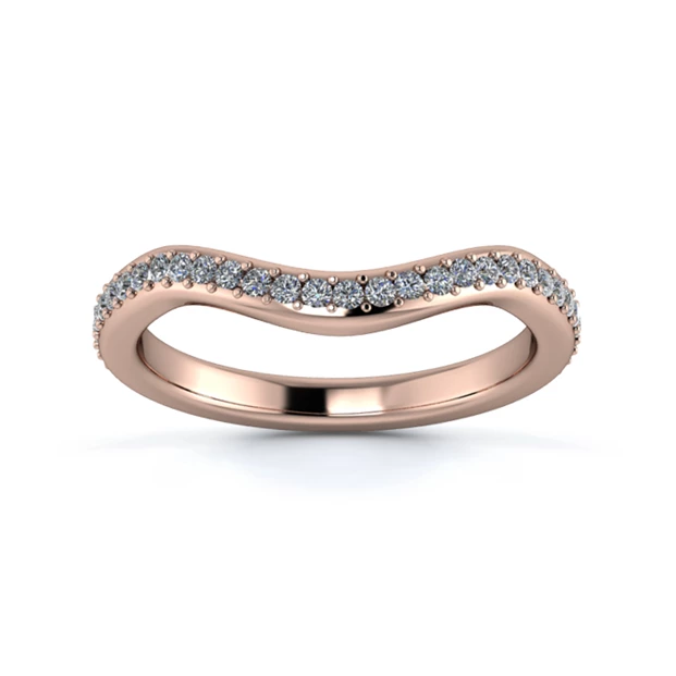 18K Rose Gold 2.2mm Dramatic Wave Full Grain Diamond Set Ring