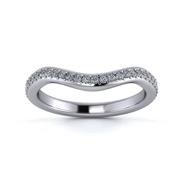 Platinum 2.2mm Dramatic Wave Full Grain Diamond Set Ring