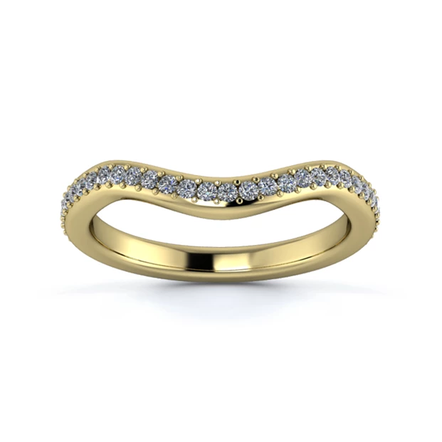 18K Yellow Gold 2.2mm Dramatic Wave Full Grain Diamond Set Ring