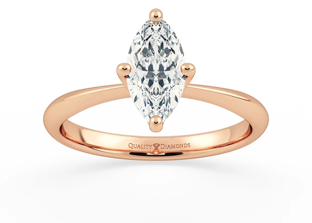 Half Carat Marquise Solitaire Diamond Engagement Ring in 18K Rose Gold