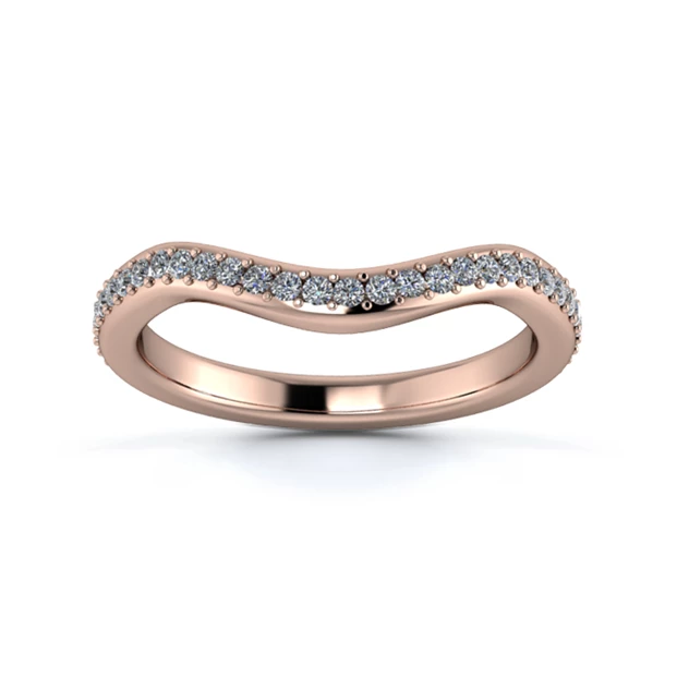 18K Rose Gold 2.2mm Dramatic Wave Three Quarter Grain Diamond Set Ring