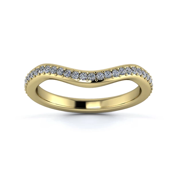 18K Yellow Gold 2.2mm Dramatic Wave Three Quarter Grain Diamond Set Ring