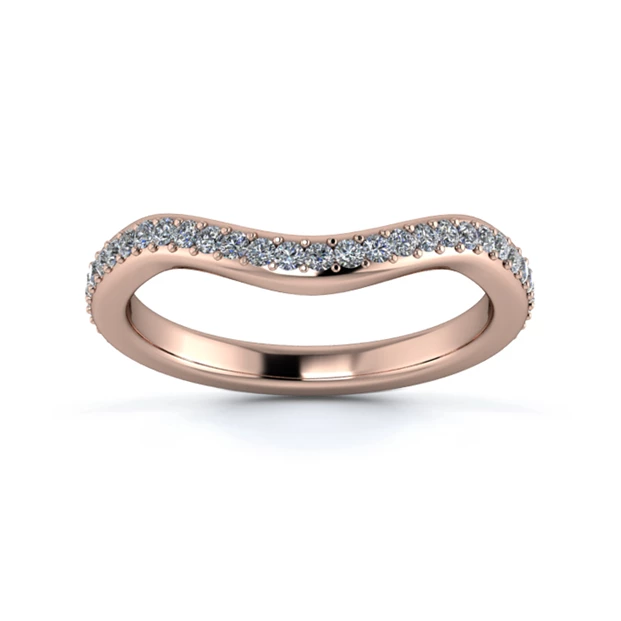 18K Rose Gold 2.5mm Dramatic Wave Full Grain Diamond Set Ring