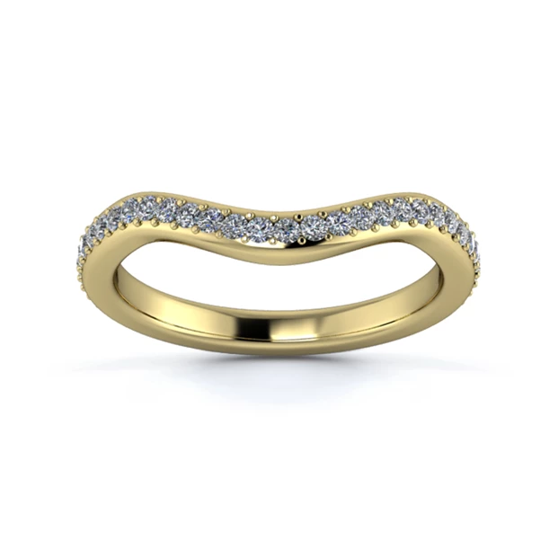 18K Yellow Gold 2.5mm Dramatic Wave Full Grain Diamond Set Ring