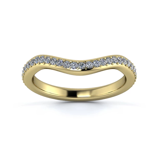 18K Yellow Gold 2.5mm Dramatic Wave Three Quarter Grain Diamond Set Ring