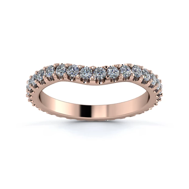 18K Rose Gold 2.5mm Gentle Wave Full Micro Diamond Set Ring