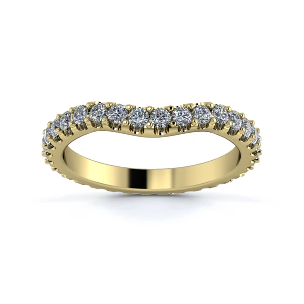 18K Yellow Gold 2.5mm Gentle Wave Full Micro Diamond Set Ring