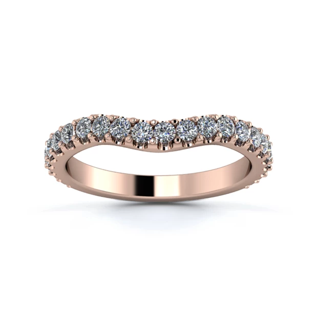 18K Rose Gold 2.5mm Gentle Wave Three Quarter Micro Diamond Set Ring