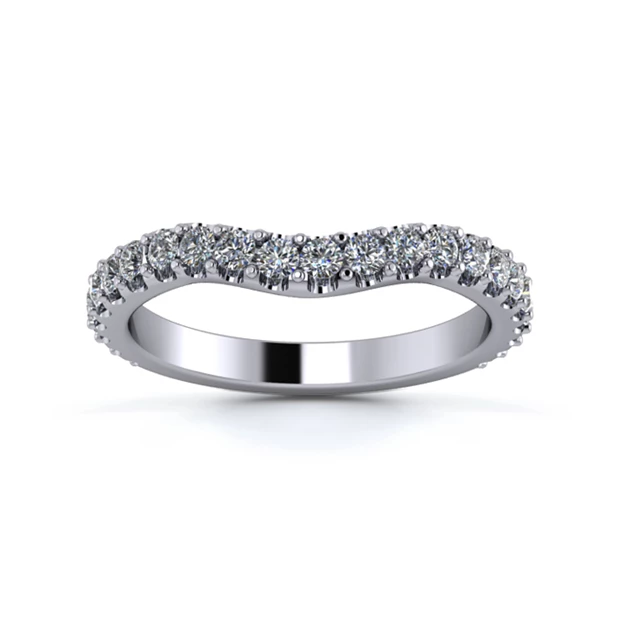 18K White Gold 2.5mm Gentle Wave Three Quarter Micro Diamond Set Ring