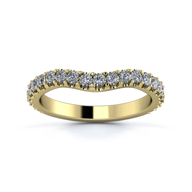 18K Yellow Gold 2.5mm Gentle Wave Three Quarter Micro Diamond Set Ring