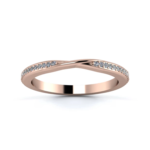 18K Rose Gold 2mm Ribbon Full Grain Diamond Set Ring