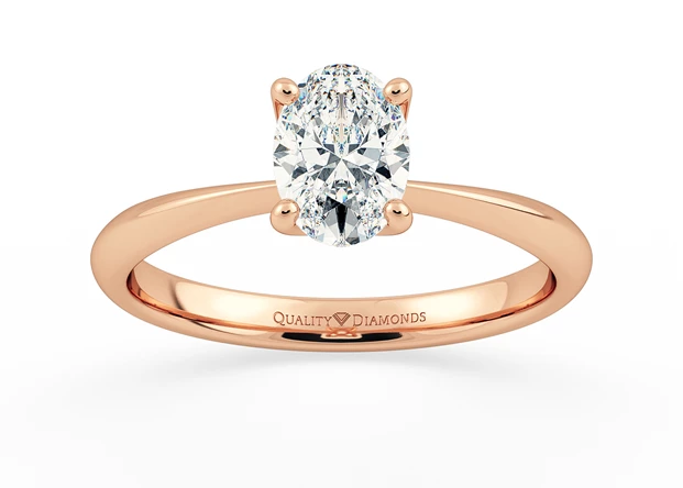 Two Carat Lab Grown Oval Solitaire Diamond Engagement Ring in 18K Rose Gold