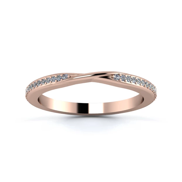 18K Rose Gold 2mm Ribbon Three Quarter Grain Diamond Set Ring