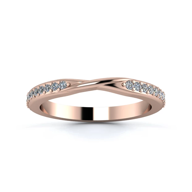 18K Rose Gold 2.2mm Ribbon Full Grain Diamond Set Ring