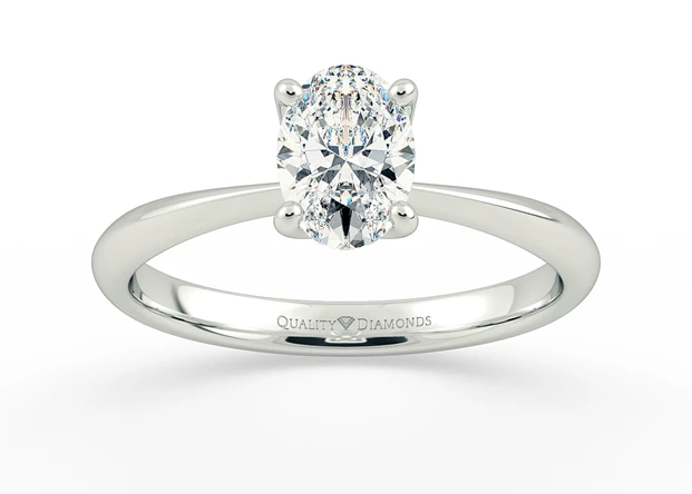 Two Carat Lab Grown Oval Solitaire Diamond Engagement Ring in Platinum 950