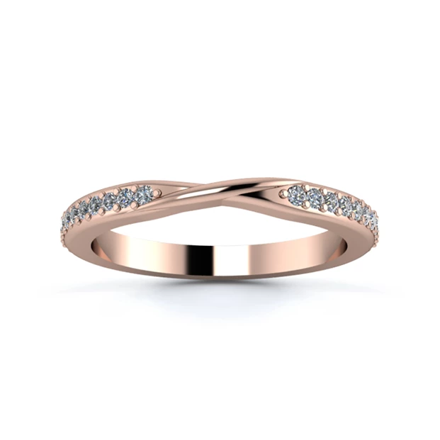 18K Rose Gold 2.2mm Ribbon Three Quarter Grain Diamond Set Ring