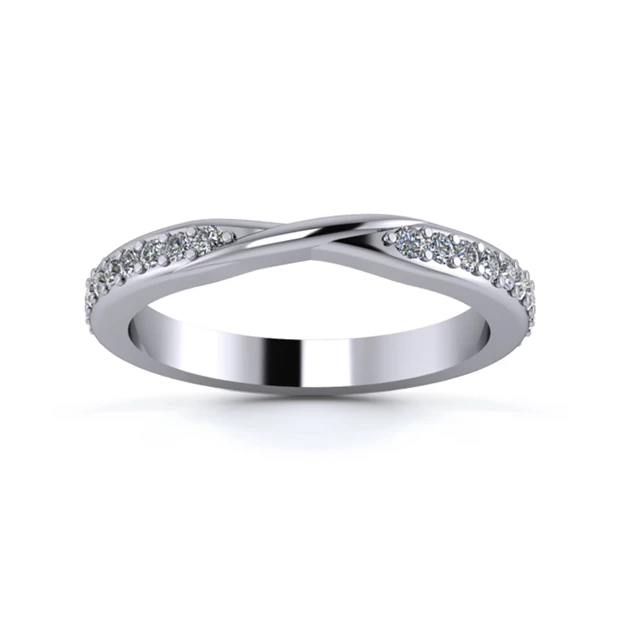 Platinum 2.5mm Ribbon Full Grain Diamond Set Ring