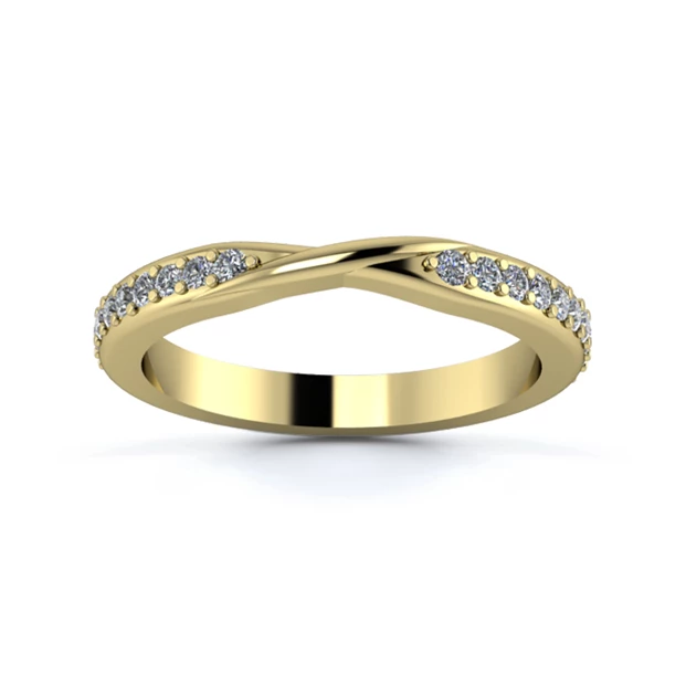 18K Yellow Gold 2.5mm Ribbon Full Grain Diamond Set Ring