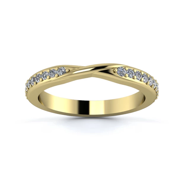 18K Yellow Gold 2.5mm Ribbon Three Quarter Grain Diamond Set Ring