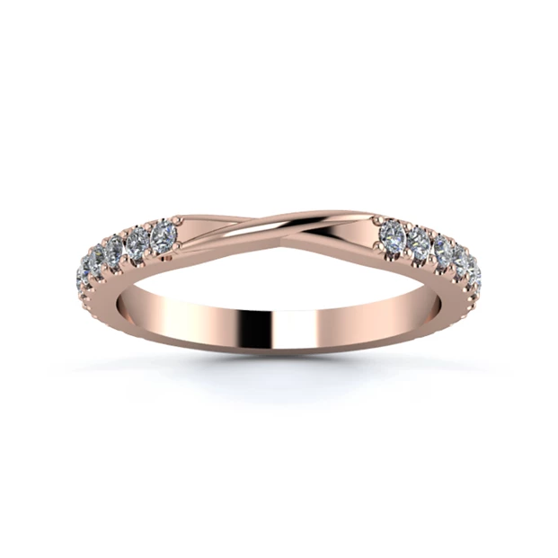 18K Rose Gold 2.2mm Ribbon Full Micro Diamond Set Ring