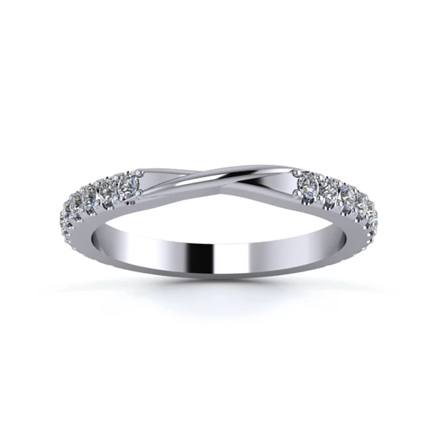 18K White Gold 2.2mm Ribbon Full Micro Diamond Set Ring