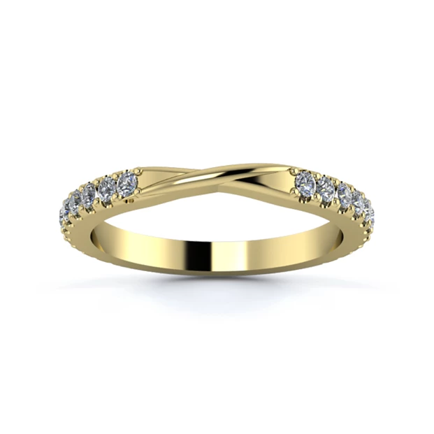 18K Yellow Gold 2.2mm Ribbon Full Micro Diamond Set Ring