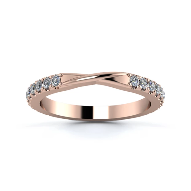 18K Rose Gold 2.2mm Ribbon Three Quarter Micro Diamond Set Ring