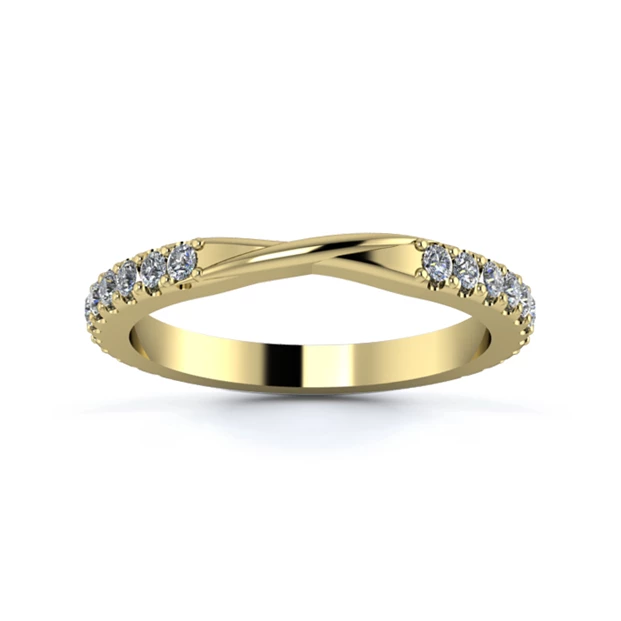 18K Yellow Gold 2.2mm Ribbon Three Quarter Micro Diamond Set Ring