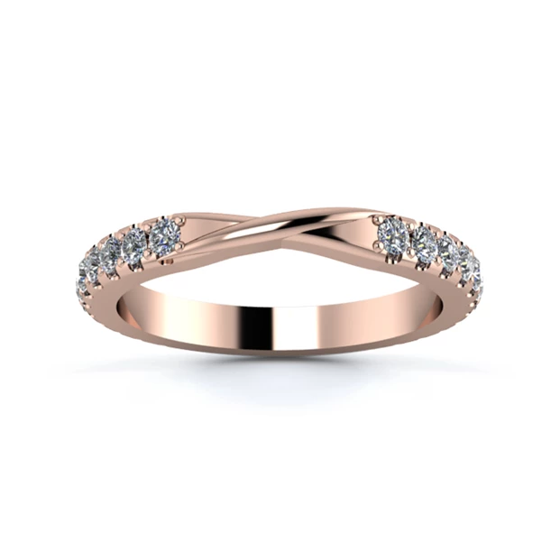 18K Rose Gold 2.5mm Ribbon Full Micro Diamond Set Ring