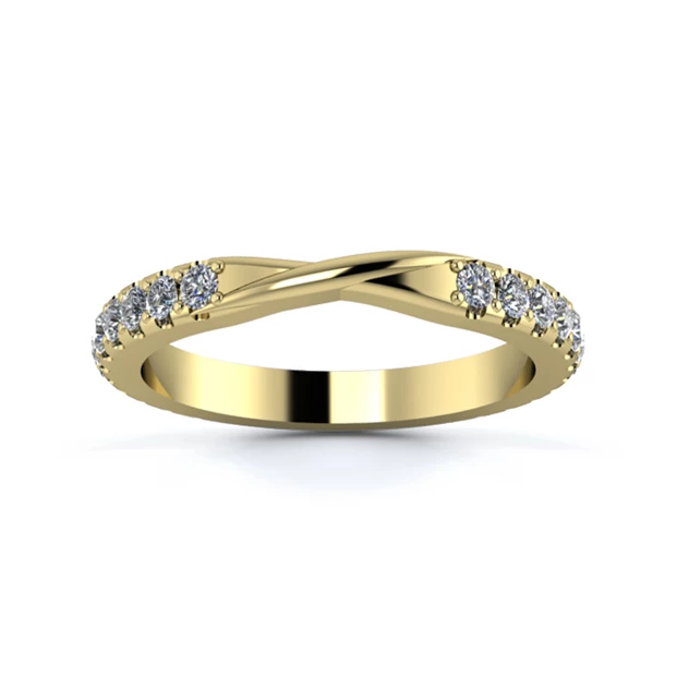 18K Yellow Gold 2.5mm Ribbon Full Micro Diamond Set Ring