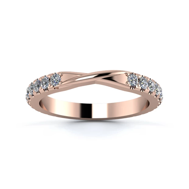 18K Rose Gold 2.5mm Ribbon Three Quarter Micro Diamond Set Ring