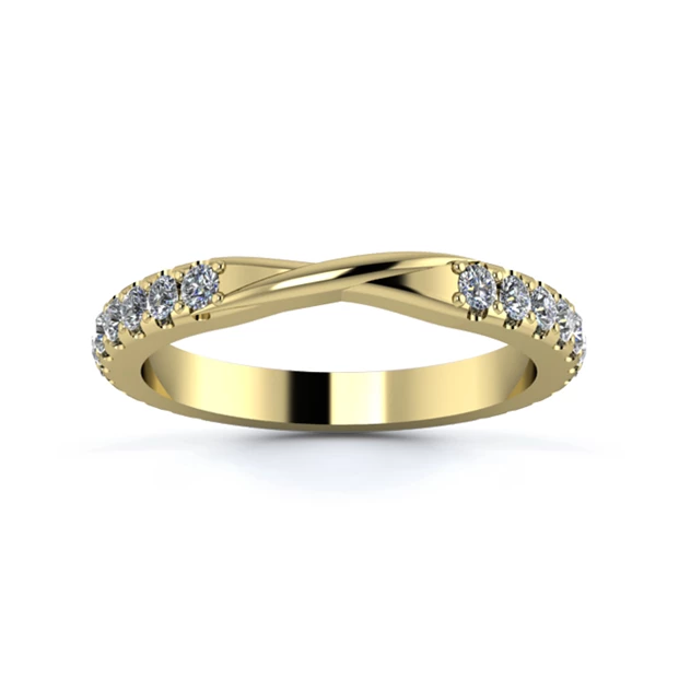 18K Yellow Gold 2.5mm Ribbon Three Quarter Micro Diamond Set Ring