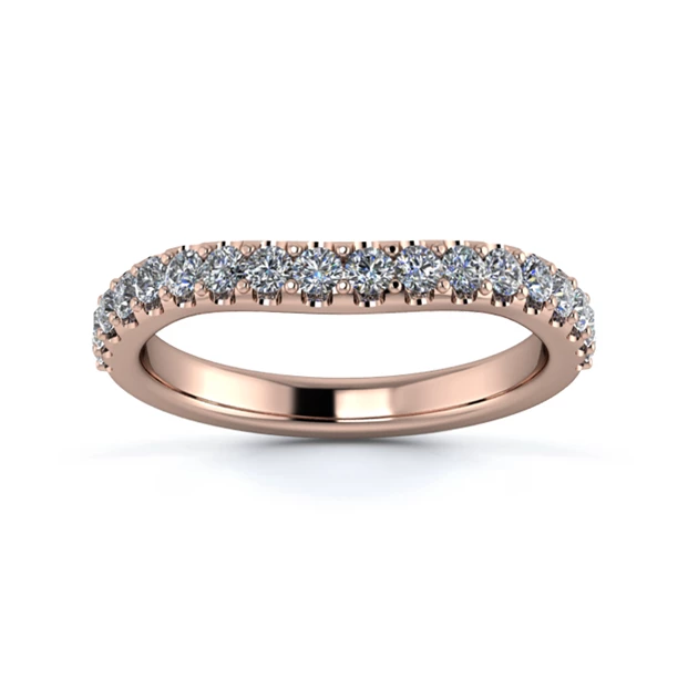 18K Rose Gold 2.5mm Slight Wave Half Micro Diamond Set Ring