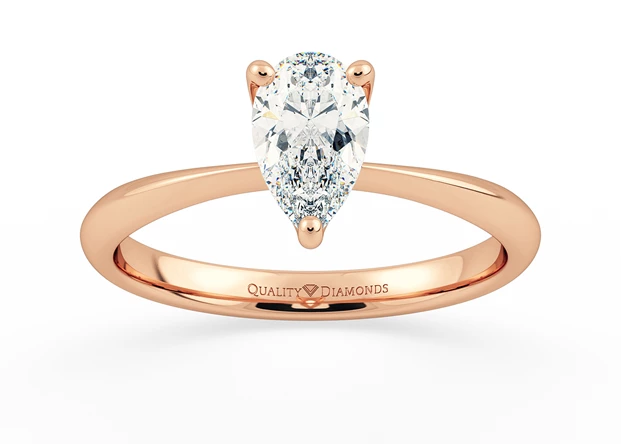 Two Carat Pear Solitaire Diamond Engagement Ring in 18K Rose Gold