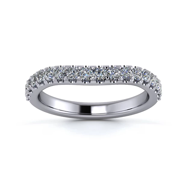 Platinum 2.5mm Slight Wave Half Micro Diamond Set Ring