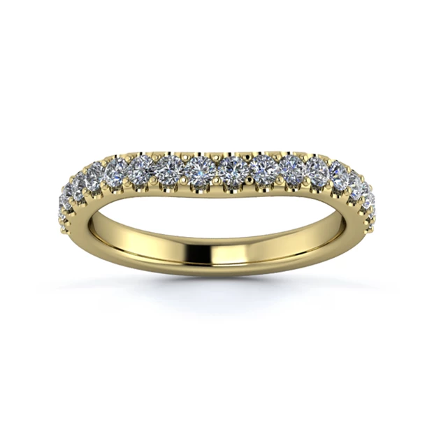 18K Yellow Gold 2.5mm Slight Wave Half Micro Diamond Set Ring