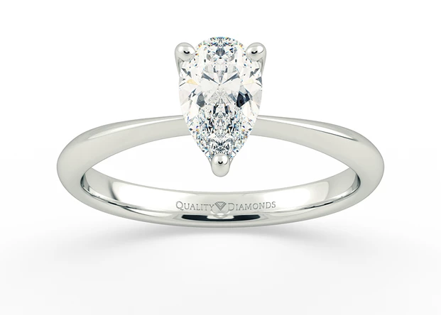 Two Carat Lab Grown Pear Solitaire Diamond Engagement Ring in Platinum 950