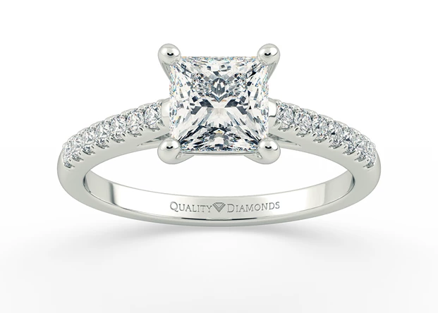 One Carat Lab Grown Princess Diamond Set Diamond Engagement Ring in Platinum 950