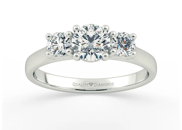 Round Brilliant Trilogy Bonheur Diamond Ring in Platinum 950